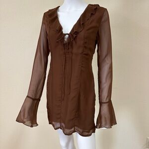 Princess Polly Chocolate Long Sleeve Dress